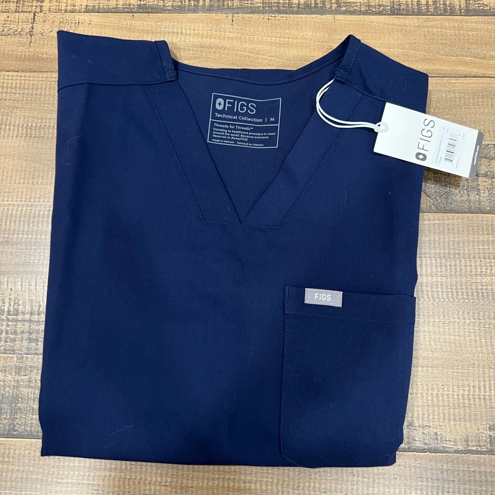 Figs Mens Scrub Top Navy Blue Size Medium
